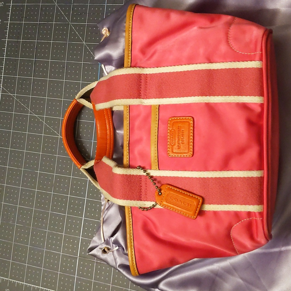 Coach Hamptons Mini tote in Pink and Orange